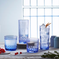 Side view of America '20s 12.5 oz. DOF Drinking Glasses, Sapphire Blue (Set of 6)