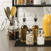 Side view of Officina 1825 9 oz. Bottle with Pourer Stopper (Set of 12)