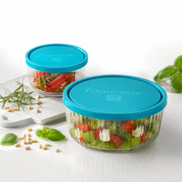 Side view of Frigoverre Brillante 2pc Round Food Storage Container Set (13.25 oz., 27.75 oz.)