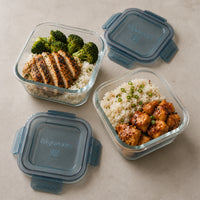 Side view of Frigoverre Evolution 25.25 oz Square Food Storage Container, Gray Lid (Set of 12)