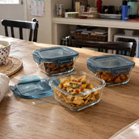 Side view of Frigoverre Evolution 14.25 oz. Square Food Storage Container, Gray Lid (Set of 12)