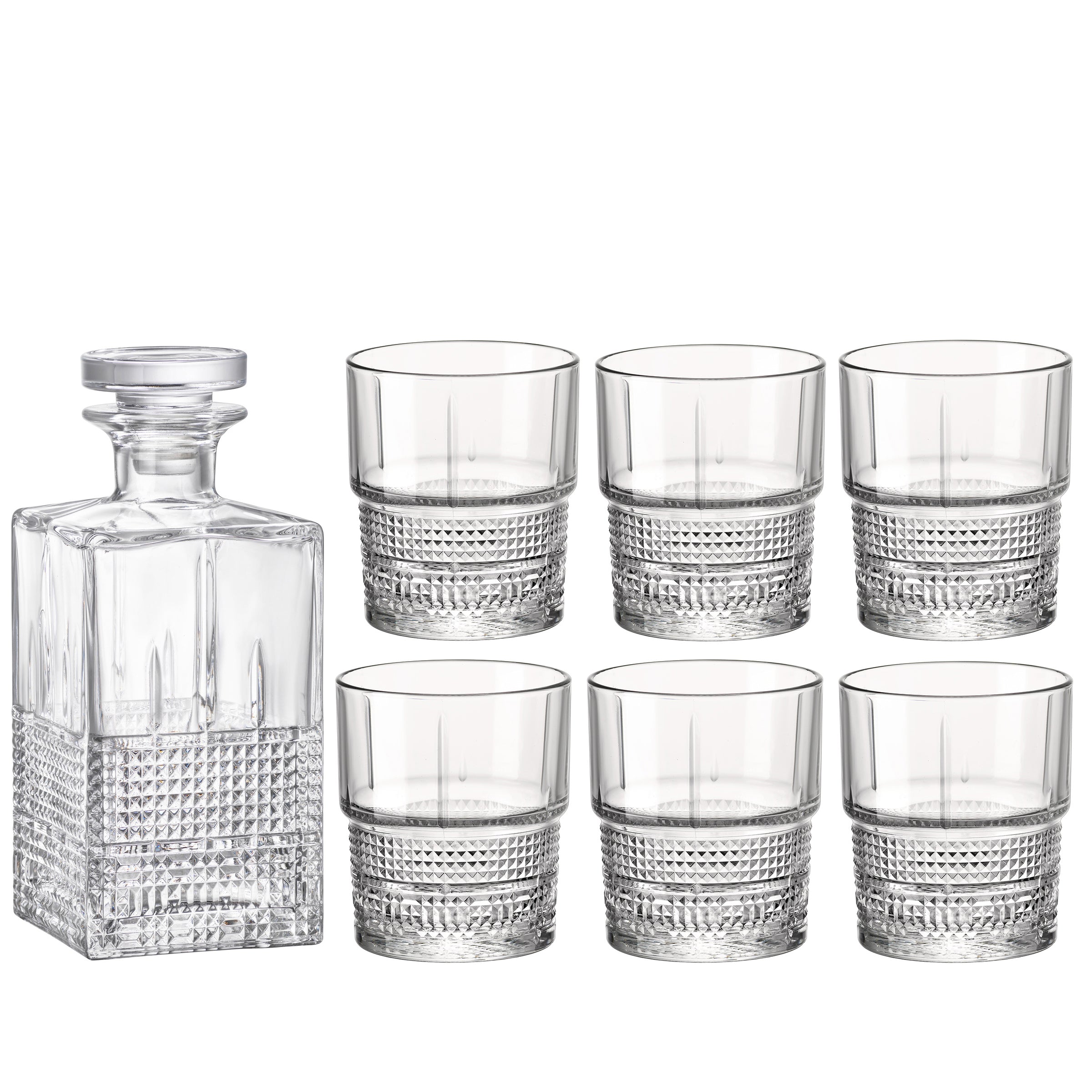 Bormioli Rocco Bartender 7pc Novecento Whiskey Set (1 Decanter + 6 DOF Glasses)