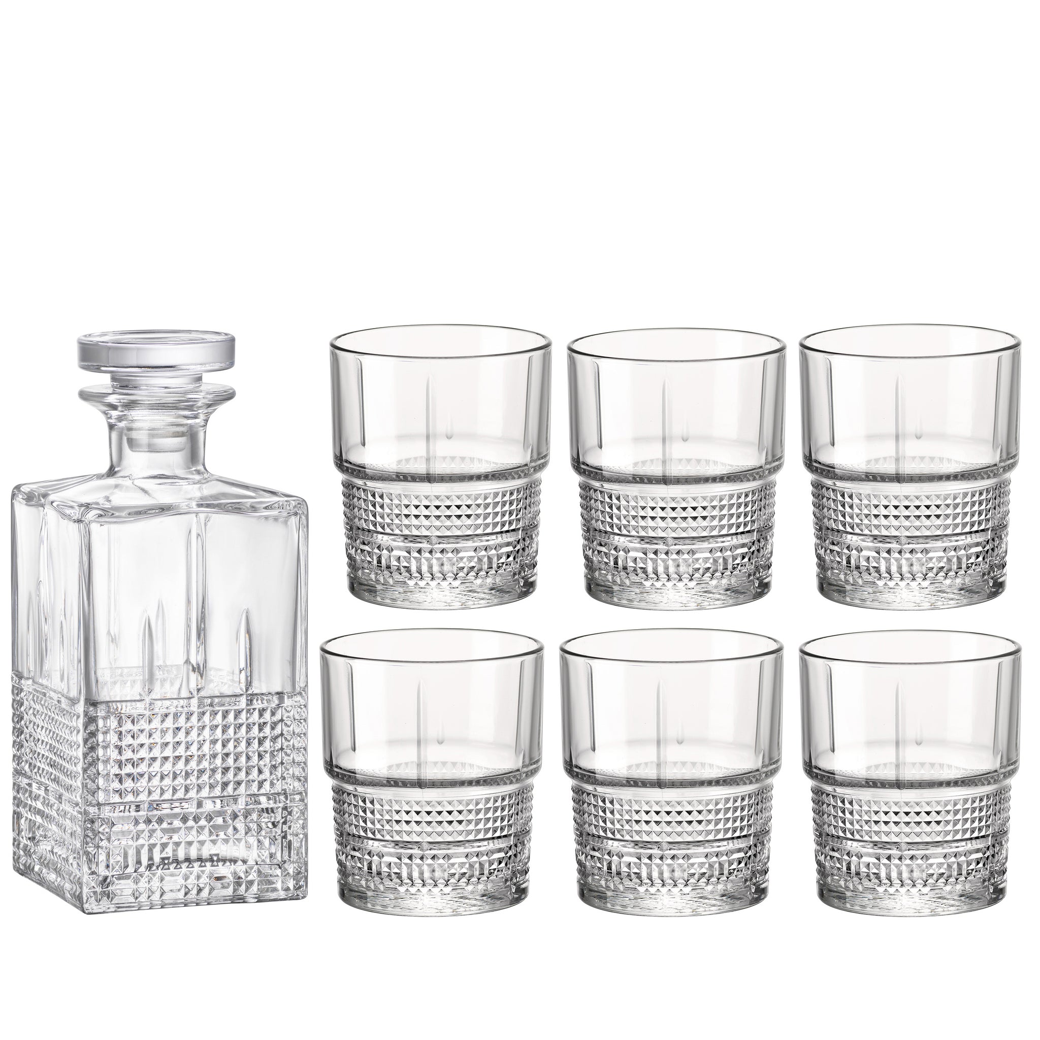 Bormioli Rocco Bartender 7pc Novecento Whiskey Set (1 Decanter + 6 DOF Glasses)