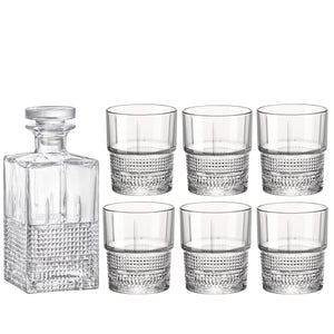 Bormioli Rocco Bartender 7pc Novecento Whiskey Set (1 Decanter + 6 DOF Glasses)