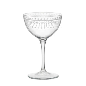 Bormioli Rocco Bartender 8 oz. Novecento Art Deco Martini Cocktail Glasses (Set of 6)