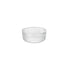 Clear Exclusiva glass bowl with ribbed design on a white background