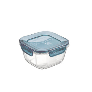 Bormioli Rocco Frigoverre Evolution 25.25 oz Square Food Storage Container, Gray Lid (Set of 12)