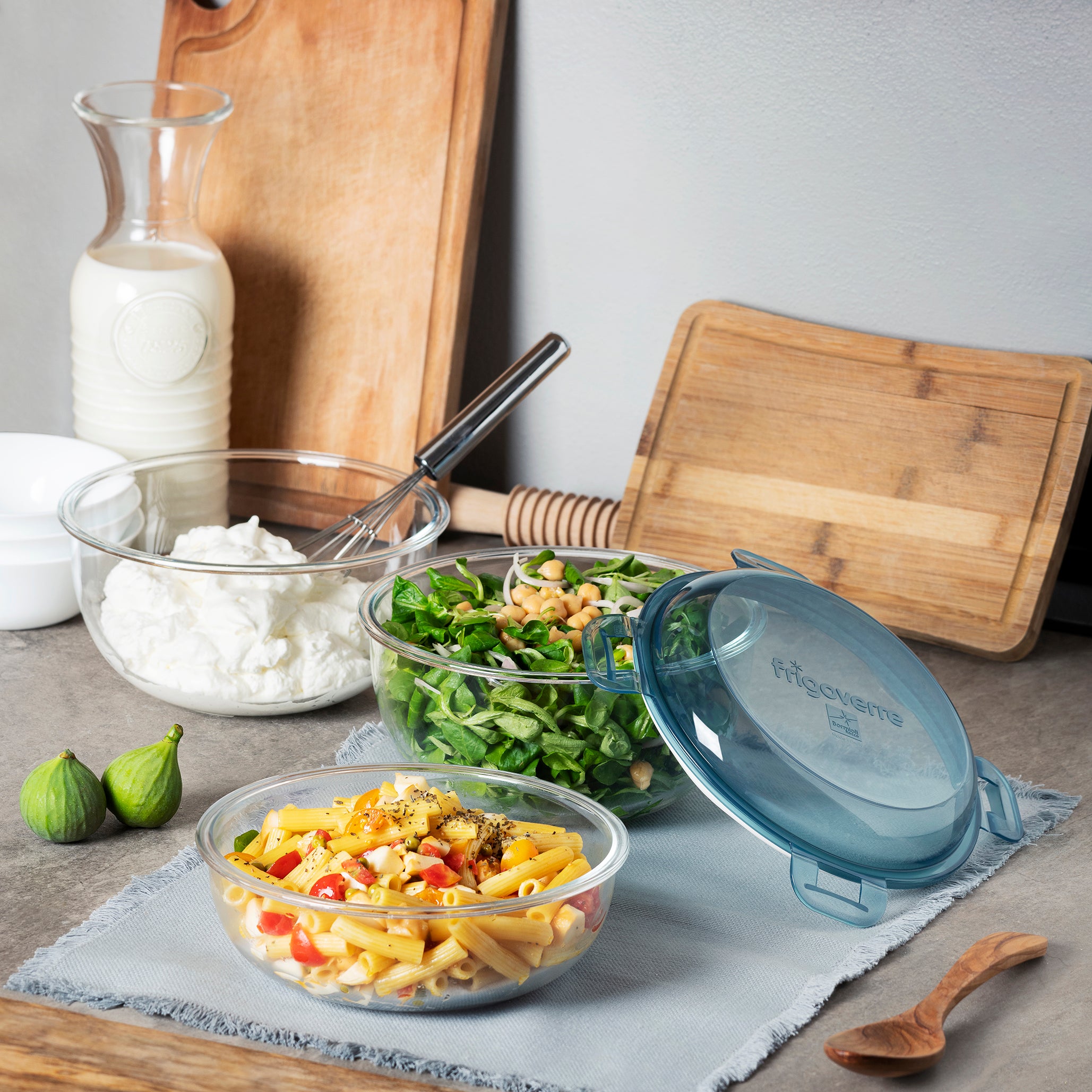 Bormioli Rocco Frigoverre Evolution 85 oz. Large Bowl, Grey Lid (Set of 4)