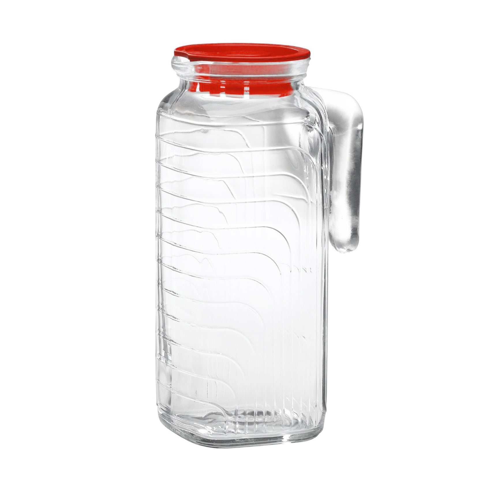 Bormioli Rocco Gelo 41 oz. Jug with Red Lid (Set of 6)