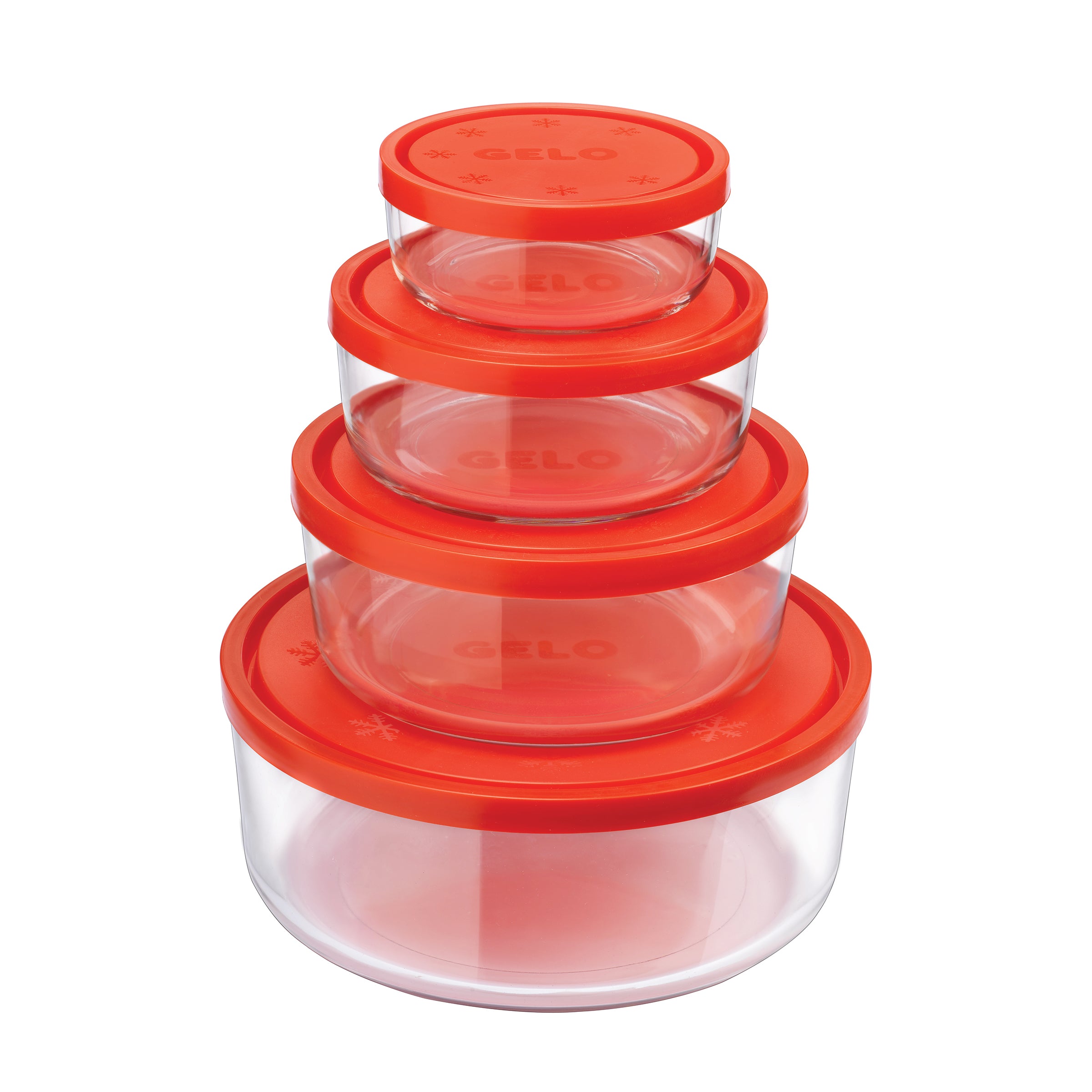 Bormioli Rocco Gelo 4pc Storage Container Set with Red Lid (8.25 oz., 20.25 oz., 37.25 oz. & 81 oz.)