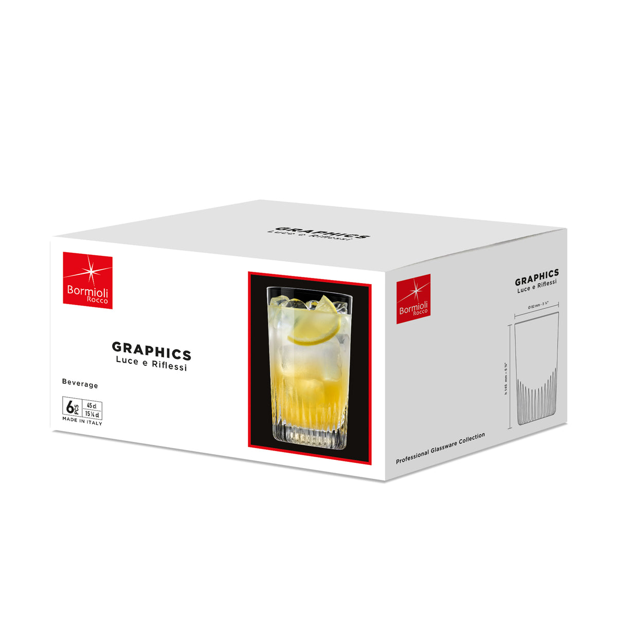 Box of Graphics cooler glasses with a glass of lemonade design on the packaging.