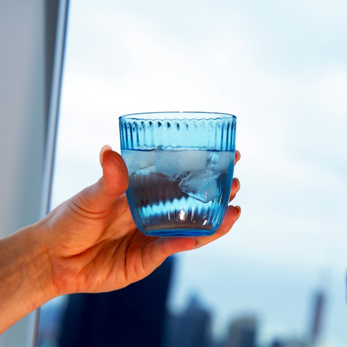 Bormioli Rocco Line 9.75 oz. Water Drinking Glasses, Lively Blue (Set of 12)