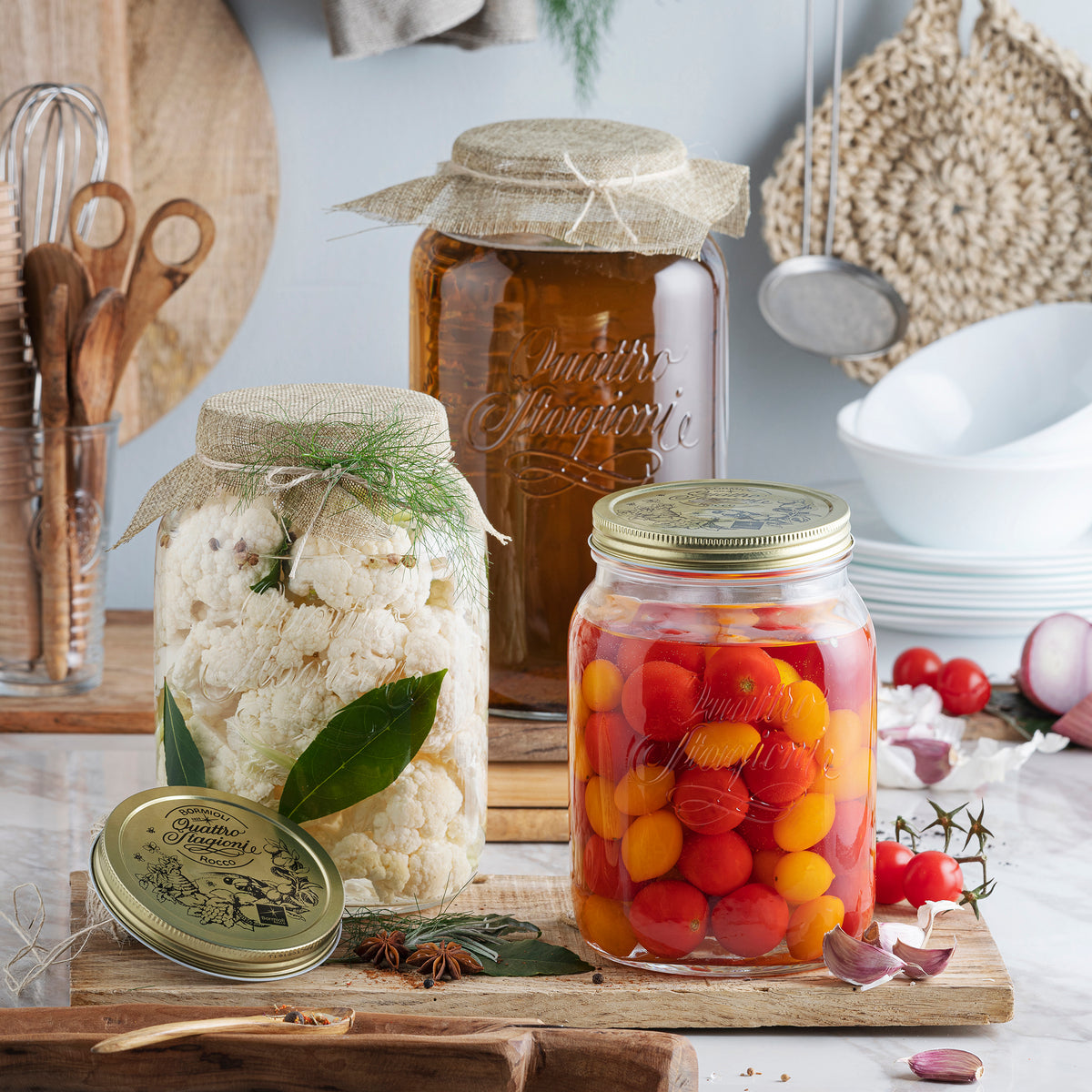 Bormioli Rocco Quattro Stagioni 67 oz. Food Jar wide Mouth (Set of 6)