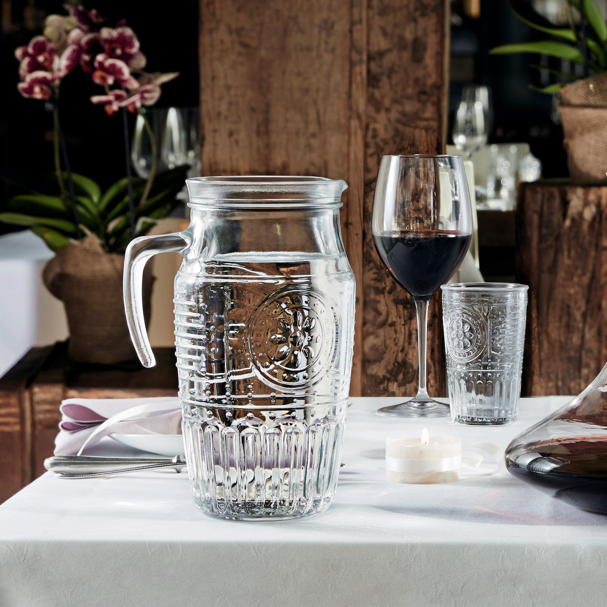 Bormioli Rocco Romantic 56.25 oz. Carafe with Lid & Ice-Tube (Set of 6)