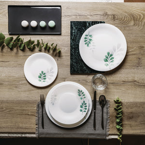 Bormioli Rocco White Moon Botanica 10.75" Opal Glass Dinner Plate, Green (Set of 24)