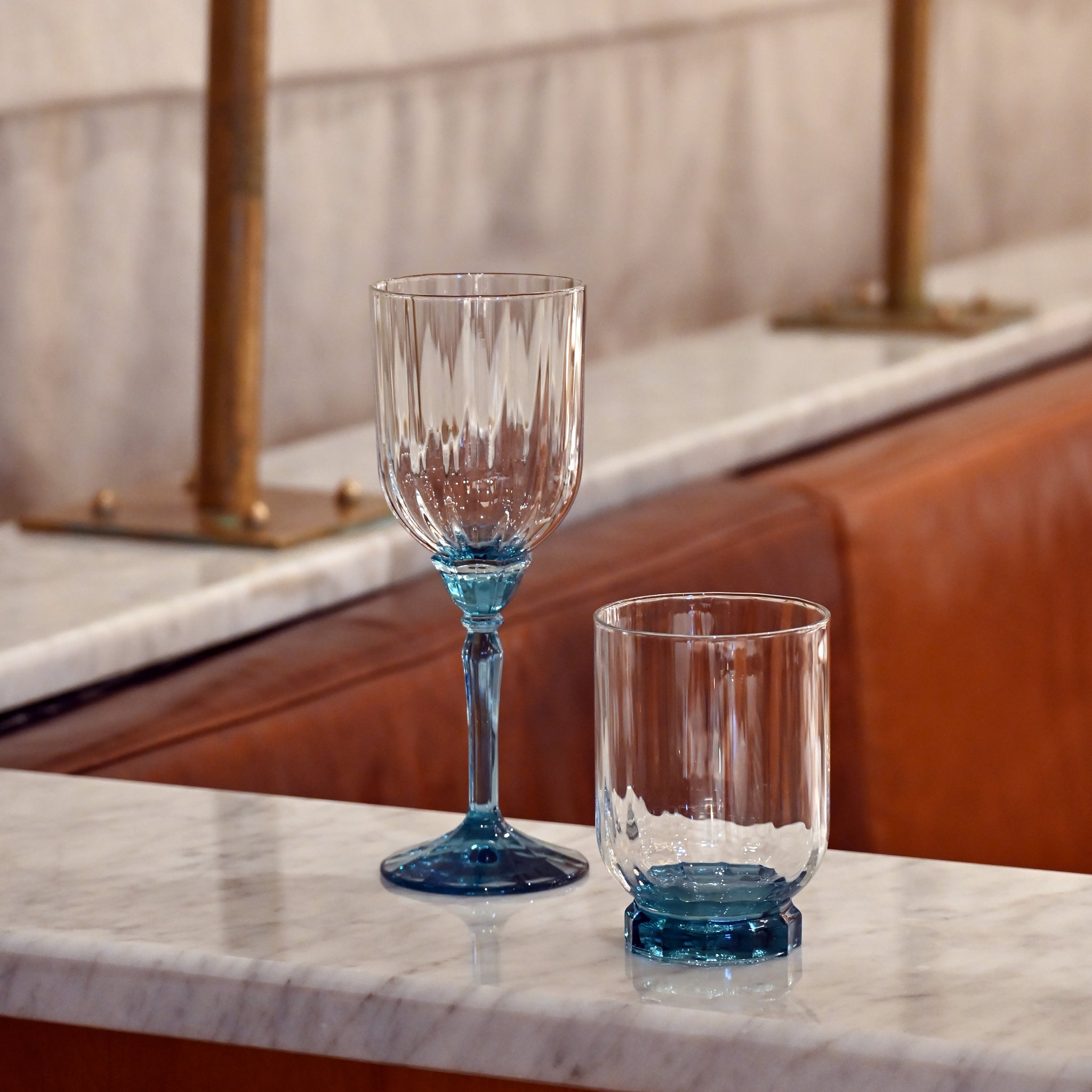 Florian 12.6 oz. DOF Drinking Glasses, Lucent Blue (Set of 4)