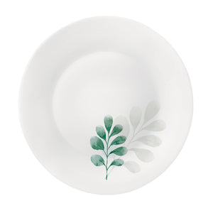 White Moon Botanica 7.75" Opal Glass Dessert Plate, Green (Set of 24)